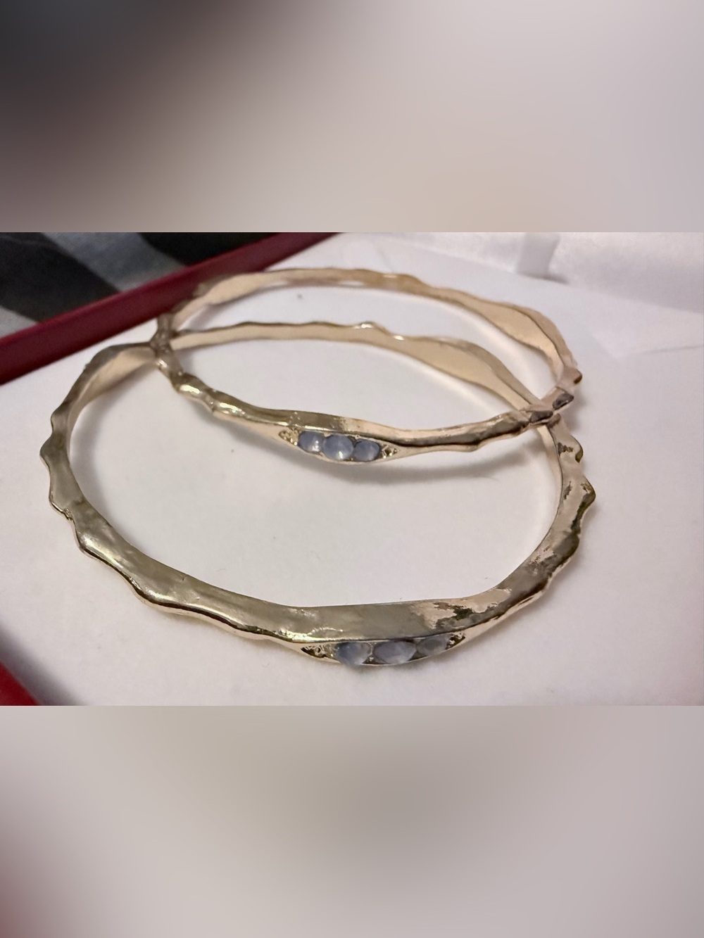 Gold-Tone Blue Chalcedony Accent Bangle Bracelet Set - Women Jewelry